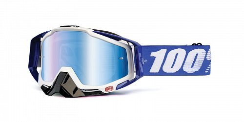 brýle Racecraft Cobalt Blue, 100% - USA (modré chrom plexi + čiré plexi + chránič nosu +20 strhávaček)